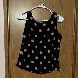 Sandra Weil Black Tank Top with Pink Polka Dots